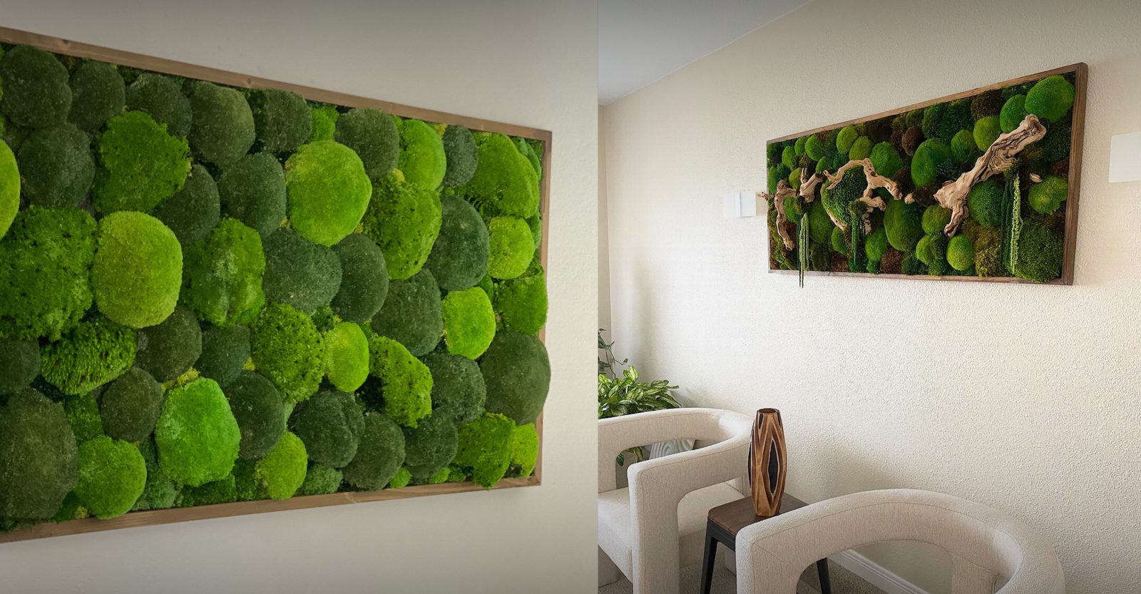 Large preserved moss wall panel